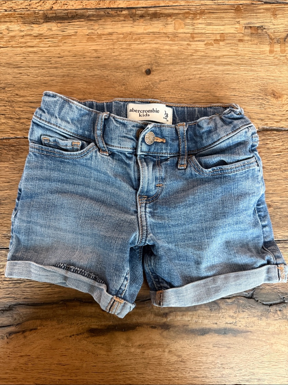 abercrombie kids light blue cuffed denim shorts‎